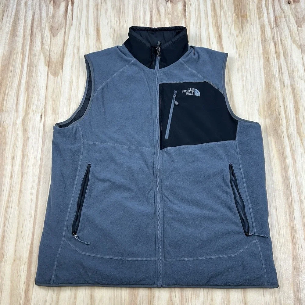 The North Face Men's XL Reversible Quilted Vest Black Gray Outdoor Puffer